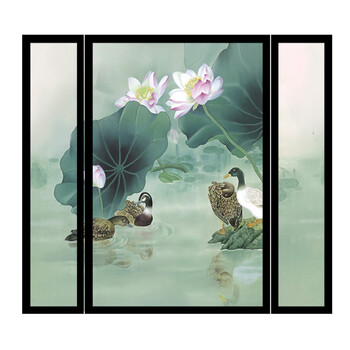 尊享定制胡桃木屏风 现代中式玄关客厅办公室摄影隔断 鸳鸯戏水 座屏 宽80CMX高180CM