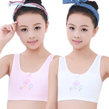 女童小背心发育期内衣大女童背心纯棉儿童文胸女孩胸罩9-12-15岁 蓝色