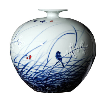 青花瓷瓶酒柜玄关家居装饰品客厅电视柜摆件 谢德标大师作品 春风得意