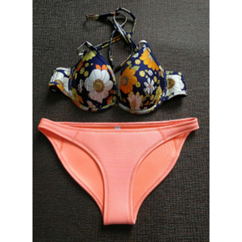 dsra-duola gerun比基尼 聚拢钢圈胸垫泳衣 印花黑 s