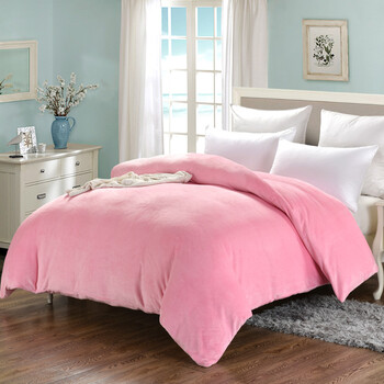 被套单件秋冬季双面加绒加厚法莱绒单人双人法兰绒毛绒被罩 全粉色-bt