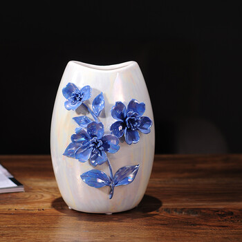 家居陶瓷花瓶仿真花艺摆件客厅电视柜装饰品摆设现代创意上新 矮款