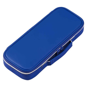 女中小学生笔袋 双层带笔帘多功能收纳文具铅笔盒 蓝色