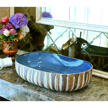 艺术脸盆洗脸盆陶瓷时尚面盆洗漱台小户型厕所现代创意洗手池 条纹