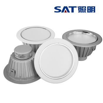 SAT照明活之彩系列一体化压铸LED筒灯过道办公室学校商场基础照明 开孔9.5cm8W凹面 银色 6000K正白光