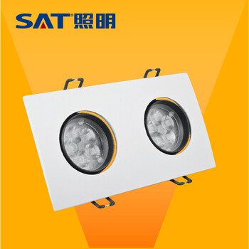 SAT照明68系列加大面板家居天花射灯LED一体化天花灯3W×2/5W×2 双头方型 双头5W象牙白 6000K正白光