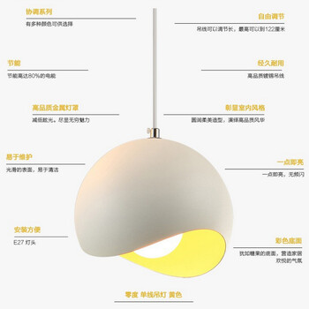 帝帛灯饰 彩色餐厅吊灯现代简约单头三头灯具铁艺北欧艺术个性创意灯饰 ZS6007单头白色 300直径
