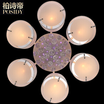 柏诗帝 现代简约水晶灯led吸顶灯客厅灯餐厅灯卧室灯书房灯具创意雕花镂空水晶吸顶灯 5头带遥控 带5瓦LED光源
