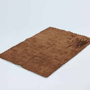 加厚印花茶巾 吸水抹布茶布 茶具毛巾茶席茶巾茶垫麻布 加厚茶巾-棕色