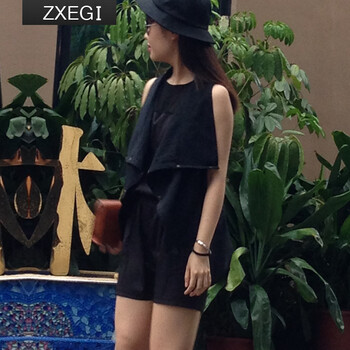 
                                        
                                        ZXEGI女装 春秋新款雪纺拼接无袖大码马甲女款M02 黑 均码                