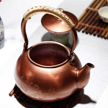 > 老铜壶茶具纯手工梅花铜壶烧水壶日本南部老铜茶壶养生铁壶功夫茶具
