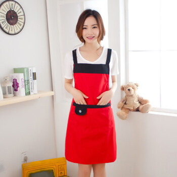 
                                                            JLY 围裙防水韩版围裙女厨房工作服围裙男围裙厨房厨师工作服印字广告定做印刷LOGO 9316红色                