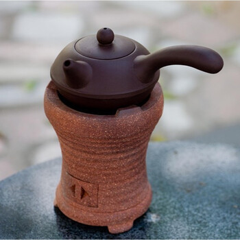 红泥炭炉功夫茶炉碳炉红泥煮茶壶潮州砂铫红泥炉工夫茶炉sn7027 螺纹