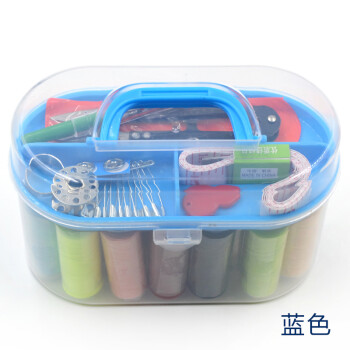 
                                        迈利达 透明收纳针线盒套装 家用缝纫修补DIY缝纫线工具 缝纫线便携式迷你针线包 蓝色                
