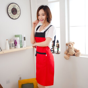 
                                                            JLY 围裙防水韩版围裙女厨房工作服围裙男围裙厨房厨师工作服印字广告定做印刷LOGO 9316红色                
