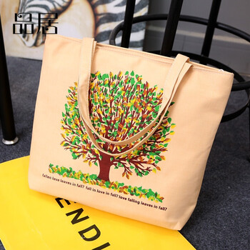 卡通印花简约帆布包单肩包韩版休闲大包包手提包购物袋潮 生命之树