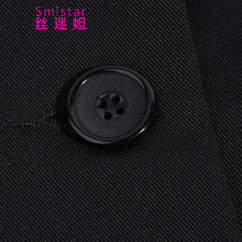 丝迷妲2016春秋新款职业装女装套装裤西装长袖OL修身西服女士正装面试工作服 黑西装+黑裤+衬衫 M