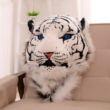 老虎头毛绒玩具背包韩版老虎包个性双肩包书包 白色 60厘米