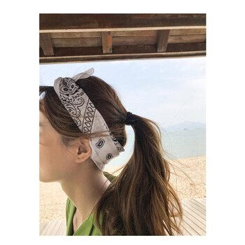 巾小方巾女装饰文艺腰果花复古发带gai头巾头带 白色