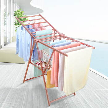 南极人 折叠式翼型晾衣架落地阳台室内晒衣服架子加厚加粗升降家用