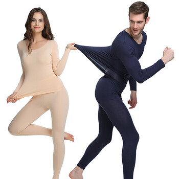 37度恒温款保暖内衣男发热纤维隐形秋衣秋裤女青年套装 女-深灰 xxxl