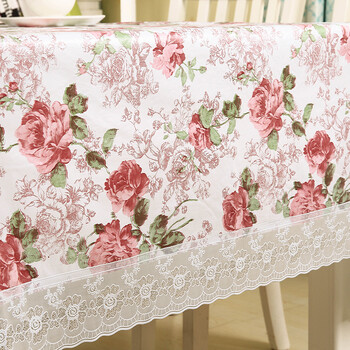 金字塔 桌布PVC 印花时尚餐桌垫隔热垫 茶几台布 风过蔷薇 140*180CM