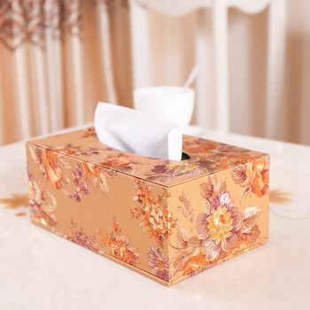 馨颜 纸巾盒抽纸盒子奢华烫金纸抽盒 富贵花开 20*12*9cm