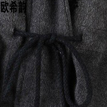 欧希韵 2016秋冬装新款韩版女装毛呢外套女中长款大码呢子大衣连帽风衣潮2869 灰色 XL