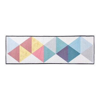 北欧几何图案长条地垫 简约风客厅门垫沙发卧室床边毯 童话小镇 80cm