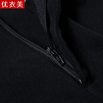 优衣美2015秋装新款针织牛仔休闲裤女小脚高腰长裤24257 黑色 XL