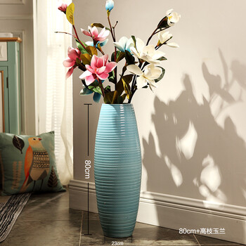 景德镇简约落地陶瓷高花瓶客厅中式插花大摆件花瓶家居装饰工艺品 80