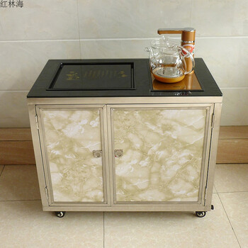 移动茶几带轮茶桌全封闭不锈钢茶水柜酒店客厅餐边柜多功能泡茶台