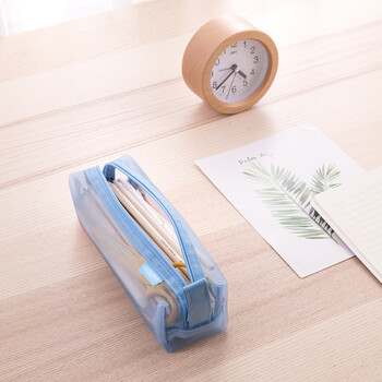 得力(deli)透明网纱笔袋/考试可用尼龙方型文具盒/大容量手提铅笔收纳袋 中高考考研适用 传奇黑