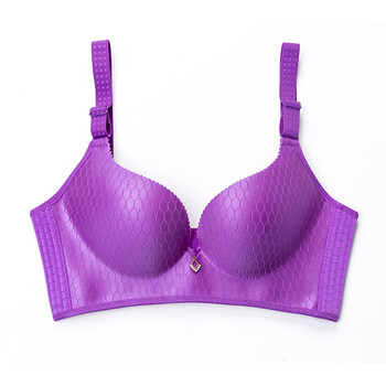 北极绒女士文胸无钢圈调整型 少女小胸舒适透气性感薄款胸罩 b款紫色