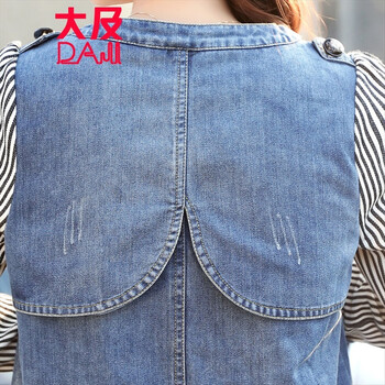 大及 2015秋季新款韩版时尚宽松翻领双排扣牛仔风衣外套女 牛仔蓝 XL