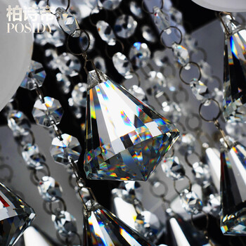 柏诗帝 现代简约水晶灯led吸顶灯客厅灯餐厅灯卧室灯书房灯具创意雕花镂空水晶吸顶灯 5头带遥控 带5瓦LED光源