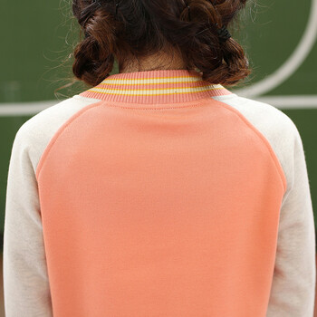 
                                        妮菲学院2015秋冬加绒韩版少女初高中学生棒球服外套女长袖卫衣开衫 橘粉色 S160                