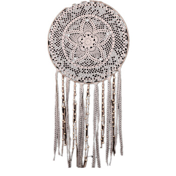 捕梦网羽毛挂饰大风铃挂件织梦网婚庆婚礼装饰品创意手工编织饰品 米