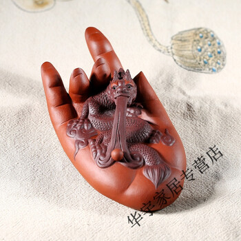 紫砂茶宠摆件茶具可养招财貔貅手工雕塑创意茶台摆件龙个性 大权在握