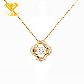 格诺曼恩18k金四叶草项链2018年新款简约彩金锁骨链情人礼物 幸运