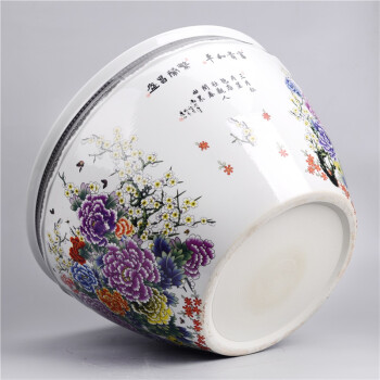 
                                                            景烨特大号陶瓷器鱼缸水缸装饰摆件景德镇特色聚宝盆字画缸42～73厘米口径高档礼品装饰摆件 牡丹图 小号 口径40高度26厘米                