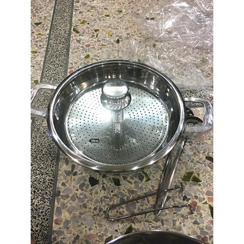 加厚复底蒸锅汤锅海鲜火锅电磁炉家用 304加厚打孔蒸汽火锅30cm2-4人