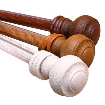 木纹头窗帘杆罗马杆静音窗帘轨道单双杆 橡木白双杆