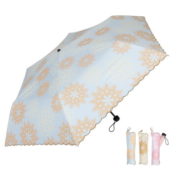 adima日系太阳伞蕾丝三折伞遮阳伞雨伞清新晴雨伞防晒伞女 se061422-1b浅蓝色