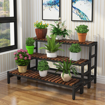 森博瑞花架子阳台花盆架客厅置物架办公室实木多层轻奢多肉养花架子