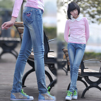 童装春秋款儿童牛仔裤女大童牛仔长裤女童秋冬装裤子单裤加绒棉裤 302