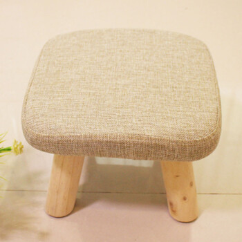 凳子木质凳脚方形凳面布艺彩色图案家用玄关换鞋儿童吃饭坐凳 灰色 四