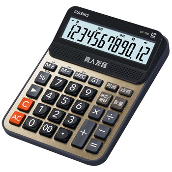 卡西欧（CASIO）语音计算器蟠龙金 真人发音金属机身趣味弹奏办公用品财务专用语音款 DY-120