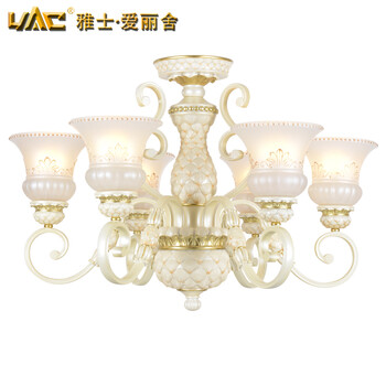 雅士爱丽舍 吊灯欧式灯客厅餐厅卧室吊灯铁艺树脂灯简欧灯具 YC-90233 8头