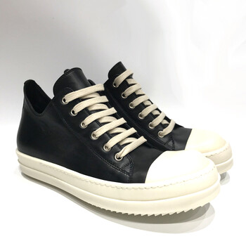 rickowens主线男士低帮黑白拼接牛皮休闲鞋男鞋 黑色 41